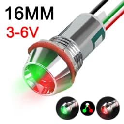 Two Color Metal Indicator Light Signal Lamp With Wire LED Waterproof Green Red 3V 6V 12V 24V 110V 220V 8MM 10MM 12MM 14MM 16MM