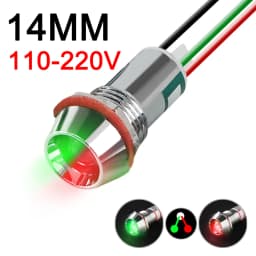 Two Color Metal Indicator Light Signal Lamp With Wire LED Waterproof Green Red 3V 6V 12V 24V 110V 220V 8MM 10MM 12MM 14MM 16MM
