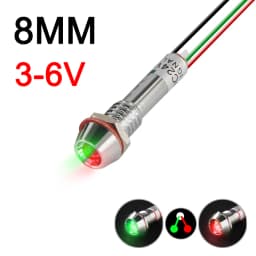 Two Color Metal Indicator Light Signal Lamp With Wire LED Waterproof Green Red 3V 6V 12V 24V 110V 220V 8MM 10MM 12MM 14MM 16MM