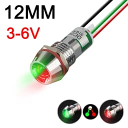 Two Color Metal Indicator Light Signal Lamp With Wire LED Waterproof Green Red 3V 6V 12V 24V 110V 220V 8MM 10MM 12MM 14MM 16MM