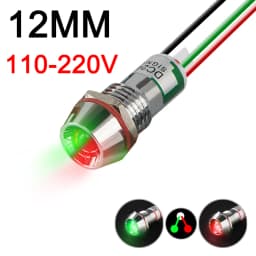 Two Color Metal Indicator Light Signal Lamp With Wire LED Waterproof Green Red 3V 6V 12V 24V 110V 220V 8MM 10MM 12MM 14MM 16MM