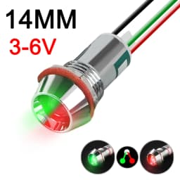 Two Color Metal Indicator Light Signal Lamp With Wire LED Waterproof Green Red 3V 6V 12V 24V 110V 220V 8MM 10MM 12MM 14MM 16MM