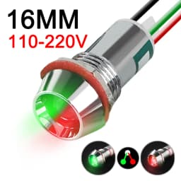 Two Color Metal Indicator Light Signal Lamp With Wire LED Waterproof Green Red 3V 6V 12V 24V 110V 220V 8MM 10MM 12MM 14MM 16MM