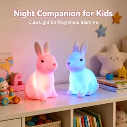 Colorful Rabbit Night Lights for Children Baby Gifts Cartoon Cute Animal Bunny Lamp Christmas Decoration Kids Birthday Gift