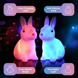 Colorful Rabbit Night Lights for Children Baby Gifts Cartoon Cute Animal Bunny Lamp Christmas Decoration Kids Birthday Gift
