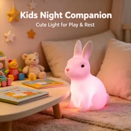 Colorful Rabbit Night Lights for Children Baby Gifts Cartoon Cute Animal Bunny Lamp Christmas Decoration Kids Birthday Gift
