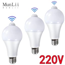 MunLii 220V E27 PIR Motion Sensor Lamp 12W 15W 18W LED Bulb with Motion Sensor Infrared Radiation Motion Detector Night Light