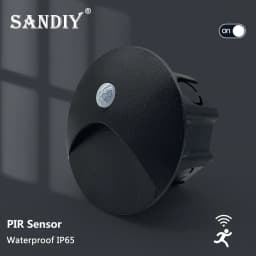 SANDIY Outdoor Lighting LED Sensor Embedded Wall Lamps Waterproof Outside Night Light Footlight+60mm Box for Stair&Step Garden