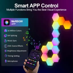 RGB Smart Hexagonal Wall Lamp Color Changing Ambient Night Light DIY Shape Music Rhythm APP For Game Room Bedroom Intelligent