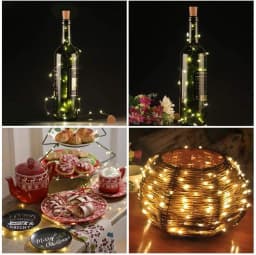 2m 20 LED Cork Bottle Fairy Light USB Rechargeable Indoor Decoration String Lamp for Bedroom Home Party Wedding Christmas