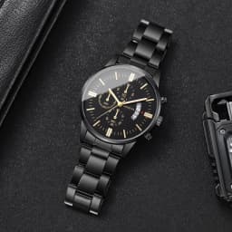 Luxury Stainless Steel Men Calendar Quartz Watch Fashion Mens Business Watches for Man Clock Reloj Hombre