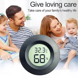 Round Digital LCD Thermometer For Car Indoor Room Cigar Wine Cabinet Digital Temperature Humidity Meter Pet Acrylic Box