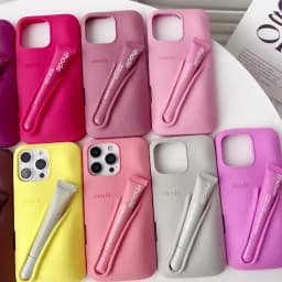 Makeup Brand Lemontini Dopamine Lip Gloss Case for iPhone 15 16 17 ProMax 12 13 14 Air Pro Max Plus Lipstick Holder Phone Cover