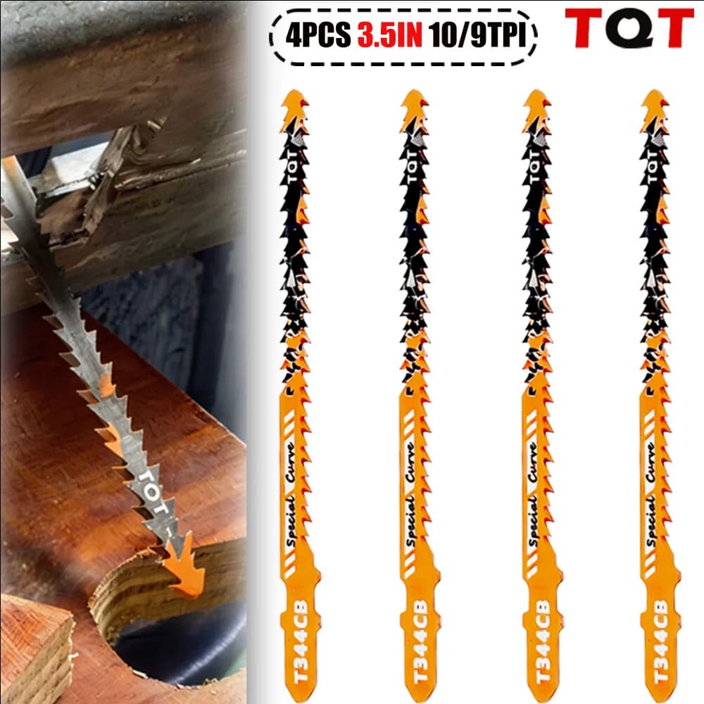 Double-Sided Jigsaw Blades 10/9Tpi T344Cb for Efficient Curved Cutting, Wood & Plastic Saber Saw Blades Set for DIY & Carpenters