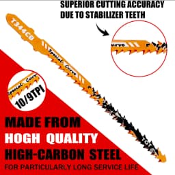 Double-Sided Jigsaw Blades 10/9Tpi T344Cb for Efficient Curved Cutting, Wood & Plastic Saber Saw Blades Set for DIY & Carpenters