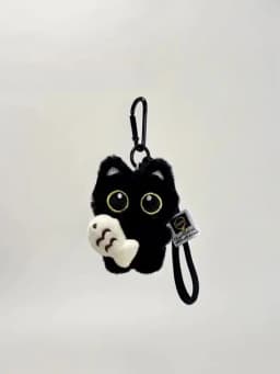 2Pcs Cool Plush Black Cat Doll Toy Keychain Bag Pendant Charms Car Keyring Accessories for Women Couples Kawaii Gift