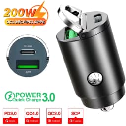 Mini Hidden Usb Fast Charger Car Charger Car Cigarette Lighter Qc3.0 Qc Pd 3.1A Pd Type C Universal Iphone and Xiaomi Phone