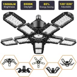 LED Garage Lights with 7/10+1 Adjustable Panels E26/E27 Ceiling Shop Work Lamp 150W 6500K Bulb for Workshop Industrial Lighting