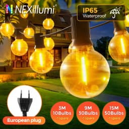 G40 LED Globe String Lights Outdoor, 3M/9M/15M IP65 Plastic Bulbs, Balcony Garland Fairy Lamps for Wedding Christmas Party Deco