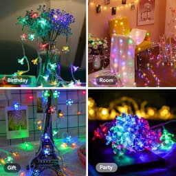 1PC Flower Fairy Lights Battery Operated String Lights Waterproof 10/20/30/40 LED Cherry Blossom Lights For Patry Wedding Decor