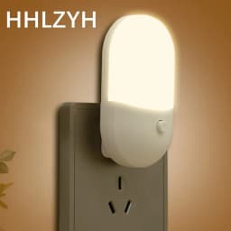 HHLZYH 3W Energy Saving Night Light Plug-in LED Feeding Socket Lamp Indoor Lighting Bedroom Night Bedside Lamp US/EU Two-color