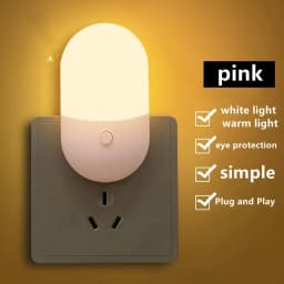 HHLZYH 3W Energy Saving Night Light Plug-in LED Feeding Socket Lamp Indoor Lighting Bedroom Night Bedside Lamp US/EU Two-color