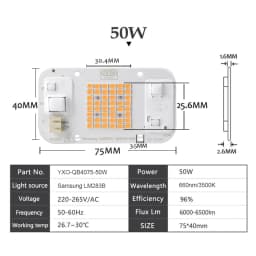 Horticulture Indoor Plant Grow Light COB LED Chip 50w Full Spectrum+660nm LED COB Chip For Plant Grow