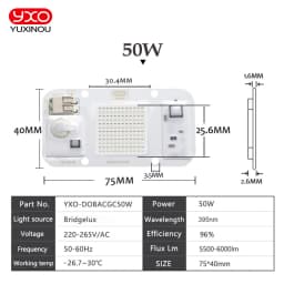 Horticulture Indoor Plant Grow Light COB LED Chip 50w Full Spectrum+660nm LED COB Chip For Plant Grow