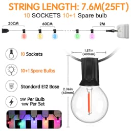 Colorful G40 Led Bulbs String Light EU 220V US 110V Street Garland Waterproof Connectable RGB Wedding Birthday Decoration Light