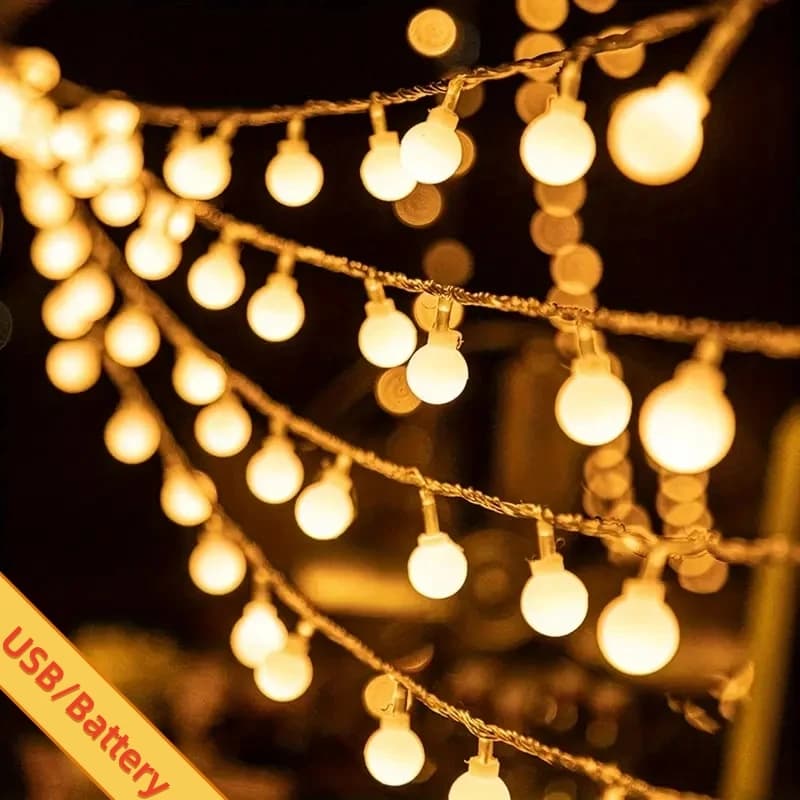 Globe String Lights USB/Battery Power String Lights Waterproof Outdoor Lamp for Wedding Garden Christmas Camping Party Decor