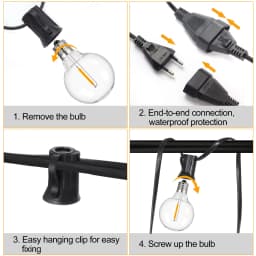G40 Outdoor Garland String Lights Shatterproof Waterproof Plastic Led Bulb Vintage Connectable Patry Patio Decor Light Chain