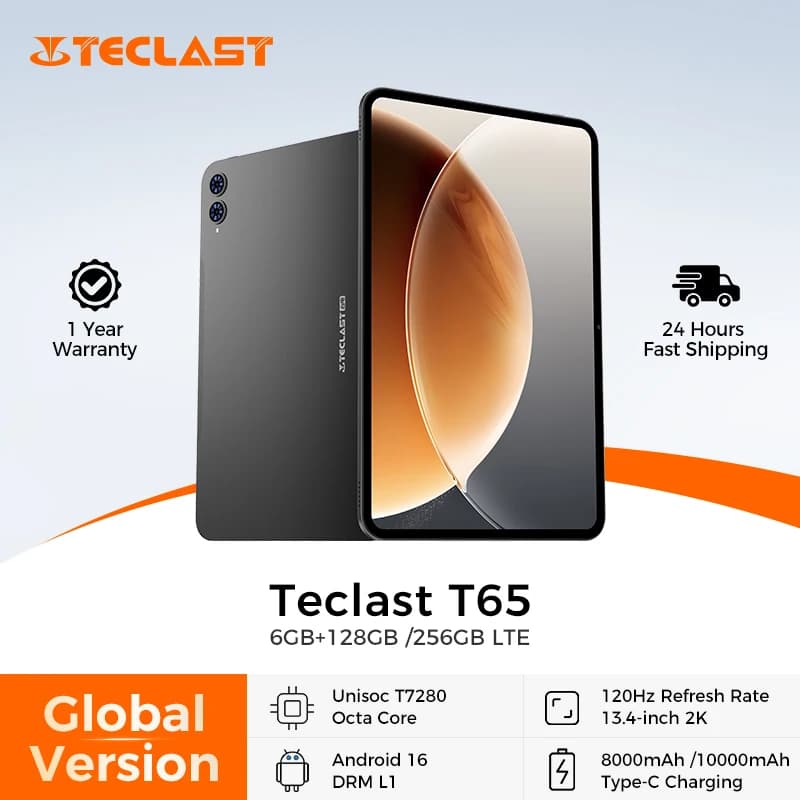 Teclast T65 13.4-inch 2K 120Hz Android 16 Tablets 128GB/ 256GB ROM Unisoc T7280 Octa-core 8000mAh Battery 4G Dual SIM Tablets