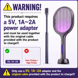 Telescopic Electric Mosquito Swatter & UV Trap Lamp, Extendable 109cm, Safe Physical Killer, Rechargeable, Wall Mount No Gap