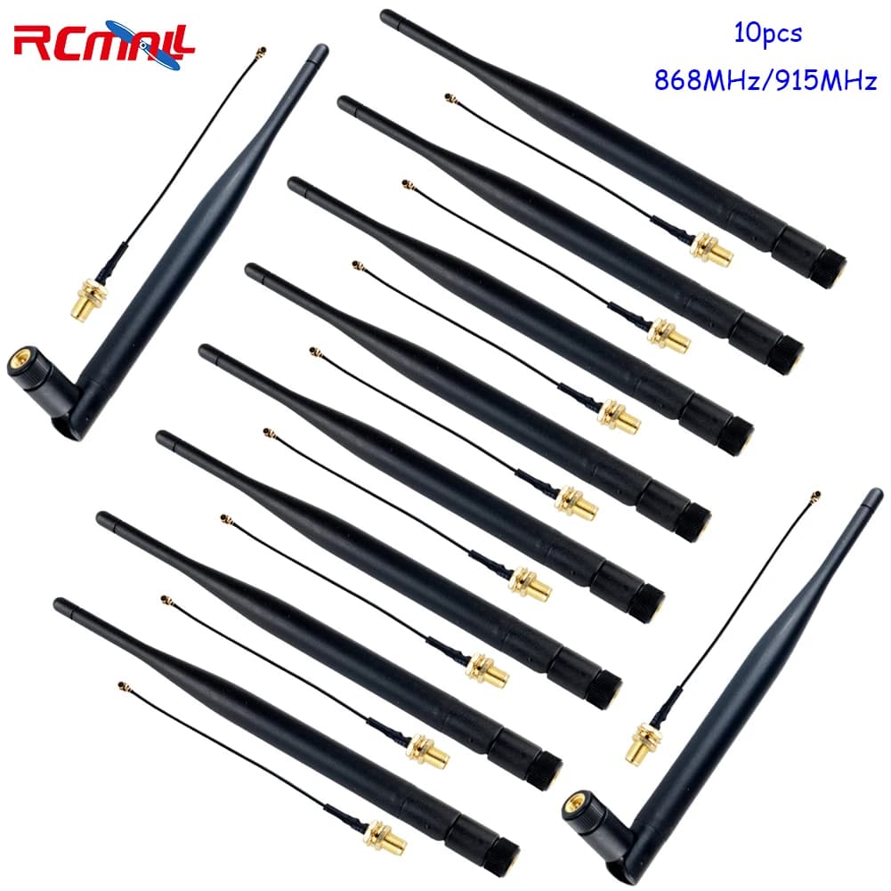10pcs 868 / 915MHz Antenna 5DBi SMA Male with I-PX Extenstion Cable Omni-directional LoRa Antenna for LoRa32 Meshtastic IoT