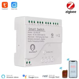 Tuya Smart Life Zigbee 220V Switch 4 Channel With Ding Rail Housing Work with Alexa Compatible Zigbee Inching Switch