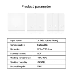 IHSENO Tuya ZigBee Smart Scene Switch Wireless Free Sticker Wall Scene Switch Push Button Battery Powered Transmitter Smart Life