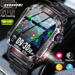 New 2.01-inch Outdoor Men Smart Watch 3ATM Waterproof Bracelet 600Mah Battery Compass LED Flashlight Bluetooth Call Smartwatches