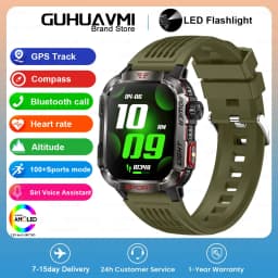 New 2.01-inch Outdoor Men Smart Watch 3ATM Waterproof Bracelet 600Mah Battery Compass LED Flashlight Bluetooth Call Smartwatches