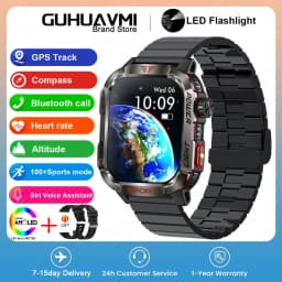 New 2.01-inch Outdoor Men Smart Watch 3ATM Waterproof Bracelet 600Mah Battery Compass LED Flashlight Bluetooth Call Smartwatches
