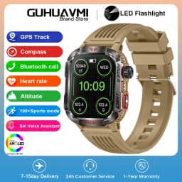 New 2.01-inch Outdoor Men Smart Watch 3ATM Waterproof Bracelet 600Mah Battery Compass LED Flashlight Bluetooth Call Smartwatches