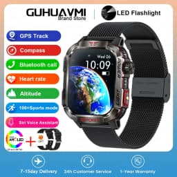 New 2.01-inch Outdoor Men Smart Watch 3ATM Waterproof Bracelet 600Mah Battery Compass LED Flashlight Bluetooth Call Smartwatches