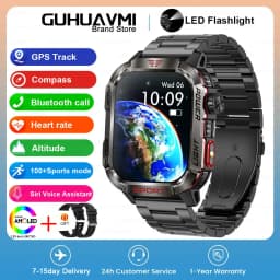 New 2.01-inch Outdoor Men Smart Watch 3ATM Waterproof Bracelet 600Mah Battery Compass LED Flashlight Bluetooth Call Smartwatches