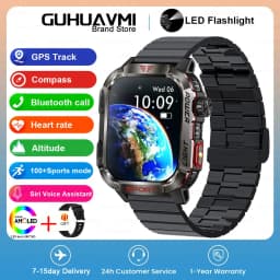 New 2.01-inch Outdoor Men Smart Watch 3ATM Waterproof Bracelet 600Mah Battery Compass LED Flashlight Bluetooth Call Smartwatches