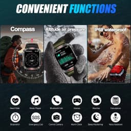 New 2.01-inch Outdoor Men Smart Watch 3ATM Waterproof Bracelet 600Mah Battery Compass LED Flashlight Bluetooth Call Smartwatches