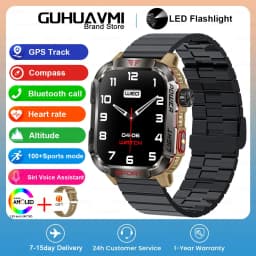 New 2.01-inch Outdoor Men Smart Watch 3ATM Waterproof Bracelet 600Mah Battery Compass LED Flashlight Bluetooth Call Smartwatches