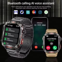 New 2.01-inch Outdoor Men Smart Watch 3ATM Waterproof Bracelet 600Mah Battery Compass LED Flashlight Bluetooth Call Smartwatches