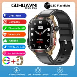 New 2.01-inch Outdoor Men Smart Watch 3ATM Waterproof Bracelet 600Mah Battery Compass LED Flashlight Bluetooth Call Smartwatches