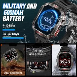 New 2.01-inch Outdoor Men Smart Watch 3ATM Waterproof Bracelet 600Mah Battery Compass LED Flashlight Bluetooth Call Smartwatches