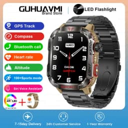 New 2.01-inch Outdoor Men Smart Watch 3ATM Waterproof Bracelet 600Mah Battery Compass LED Flashlight Bluetooth Call Smartwatches