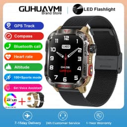 New 2.01-inch Outdoor Men Smart Watch 3ATM Waterproof Bracelet 600Mah Battery Compass LED Flashlight Bluetooth Call Smartwatches